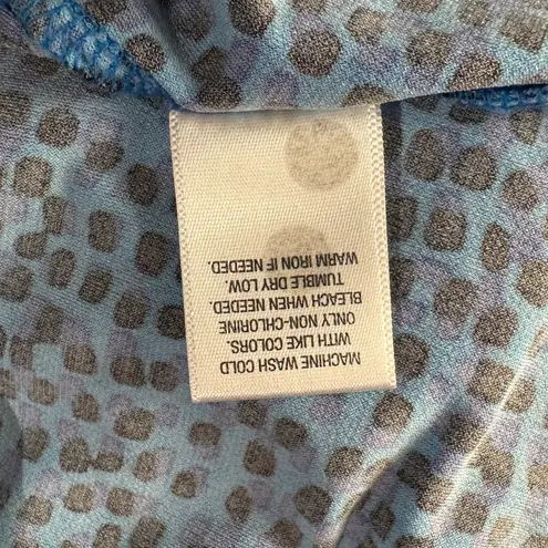 Roz & Ali 1X-Large Top V-Neck Abstract Sleeveless Stretch Ruffled Side Slit Blue