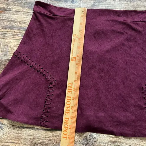 Bishop and Young  Faux Suede braids A-Line Mini Skirt LARGE Burgundy purple