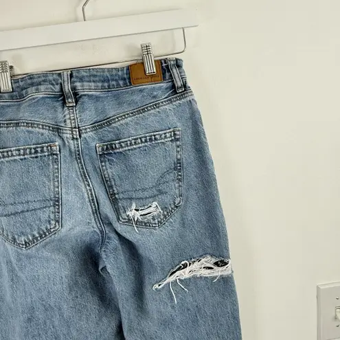 American Eagle  Mom Straight Jeans Patchwork Distressed Boho Womens 2