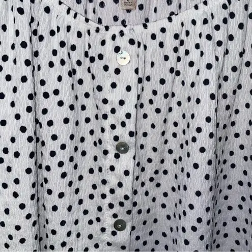 Lavish white top with black polka dots and cold shoulder neckline Size L