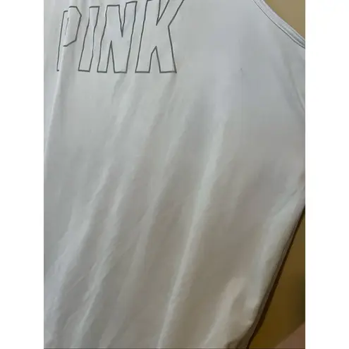 PINK Active By Victoria’s Secret White Tank Top Woman’s Large FLAWED STAINED