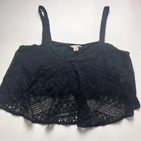 Decree Women’s Crochet Style Flowy Swimsuit Black Bralette Top Sz L