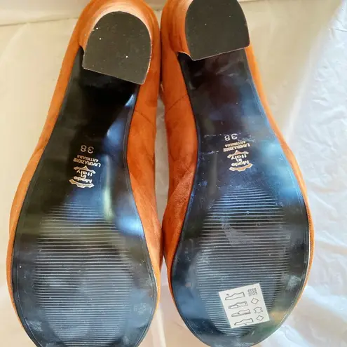 Alberto Moretti burnt orange sling back ankle buckle smooth suede platform heels Size 7