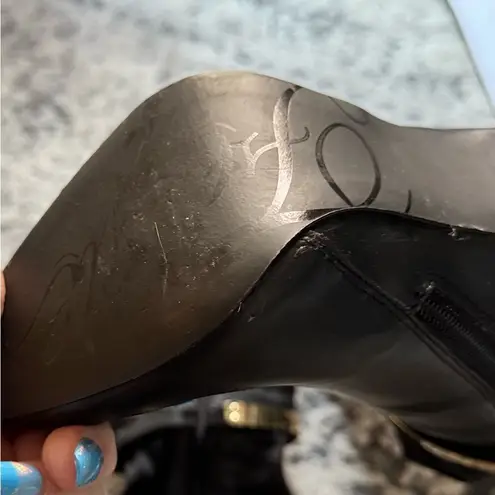 Fergalicious Fergie Black Over The Knee High Heel Faux Leather Boots