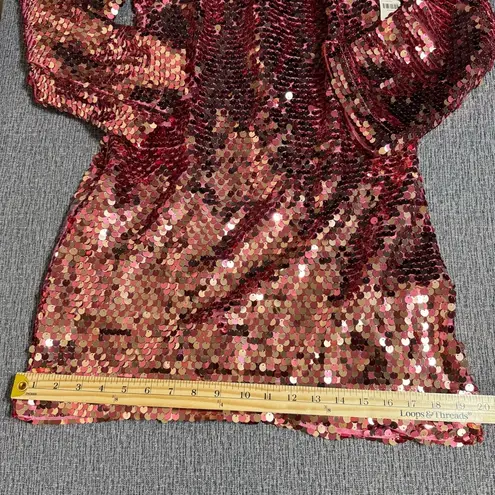 Maeve Anthropologie Long Sleeve Mock Neck Sequin Mini Dress