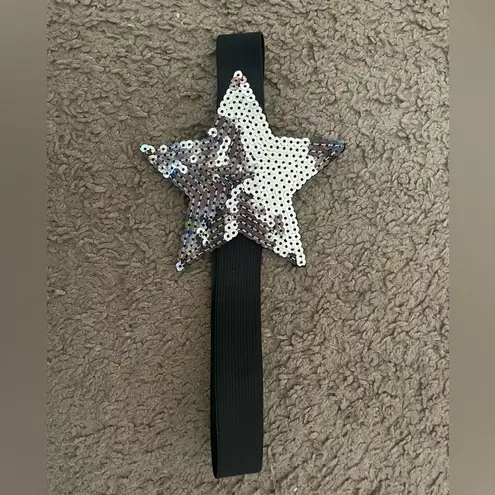 Black & Silver Sequin Star Elastic Headband
