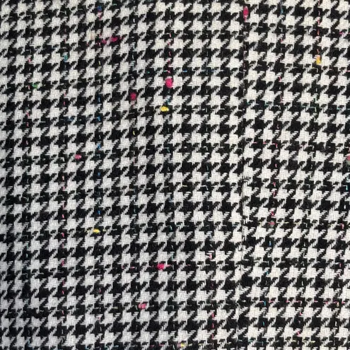 Vintage 90s Black White Houndstooth Blazer Jacket Velvet Collar Wool Blend 12