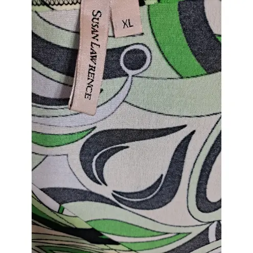 Susan Lawrence Women's Multicolor Psychedelic Floral Faux Wrap Blouse Size XL