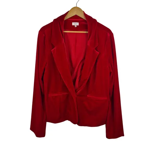 The Odells Kenzie Red Velvet Blazer XL Career Christmas Holiday Party Soft Bold