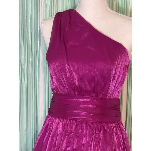 Faeriesty Fuschia One Shoulder Floor Length Gown, Prom, Wedding, Party, Size S Pink