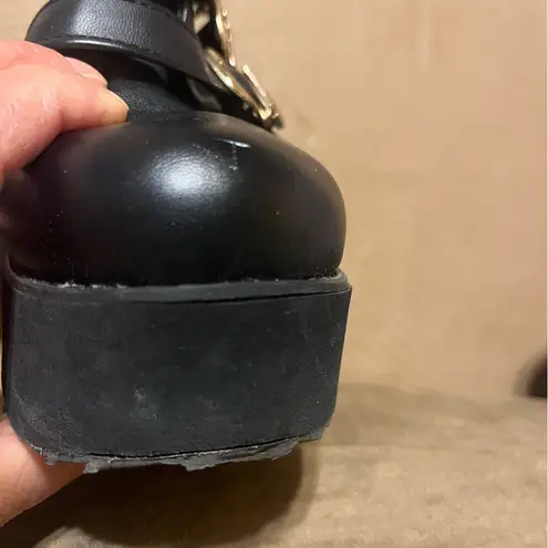 Black Buckle Platform Combat Boots