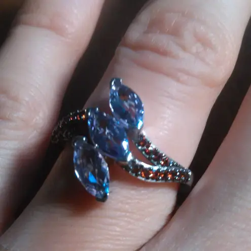 Moroccan Rose and Mozambique Garnet Trinity Twilight Sterling Silver Ring