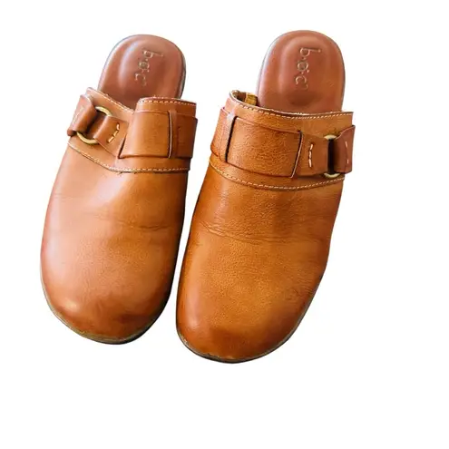 boc Brown Leather Mules with Decorative Strap Size 8