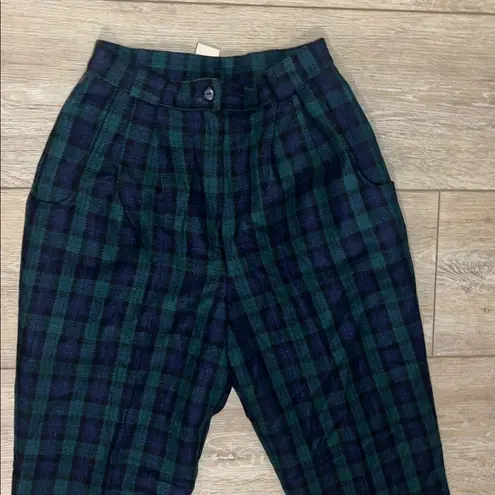 NWT VTG DEADSTOCK SAVANNAH Black Watch Plaid Wool Pleated Trousers 4