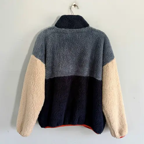 Trovata Birds of Paradis Casey Bluestone Sherpa Pullover Fleece Sweatshirt Blue Size M