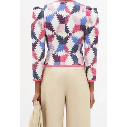 Isabel Marant ETOILE Hafileal Quilted Multicolor Patchwork Crop Jacket Size 2 - Image 7