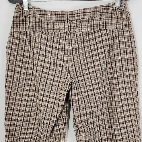 Allison Brittney Brown Plaid Pedal Pushers Size 8 Brown Plaid Retro Long Shorts