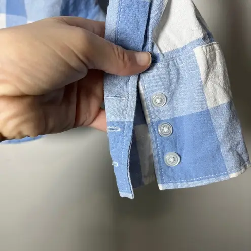 Norma Kamali Blue and White Gingham Checked Button Up Vintage Sz XL