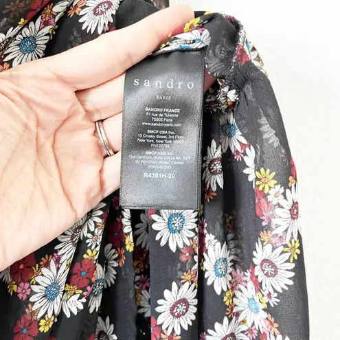 Sandro Black Floral Sheer Maxi Dress