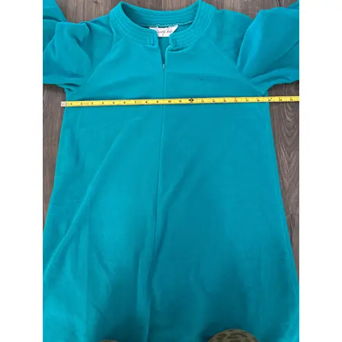Vanity Fair Vintage Teal Zipper Front Robe Maxi Long Sleeve Womens Size Small P