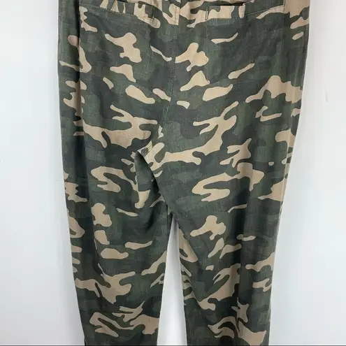 Soho New York Camo Print Tie Waist Pants Linen Blend Sz Medium