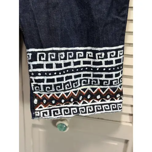 Carrera Jeans 700 Dark Wash Denim Bermuda Shorts Mid Rise Size 40 Hand Painted