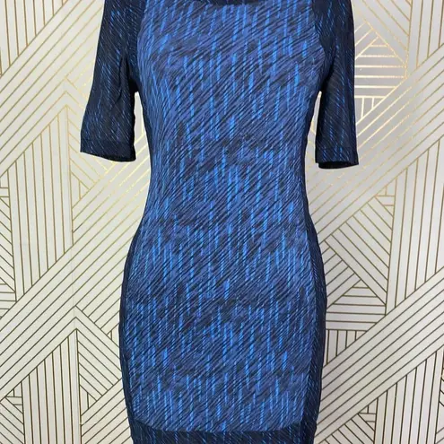Whistles Navy Blue Silk Abstract Print Sheath Dress Size US 4