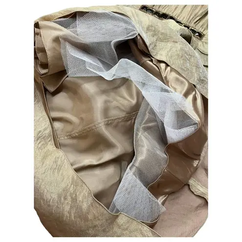 Adrianna Papell New  Evening Dress Womens 2 Tiered Maxi Bolero Beaded Jacket Gold