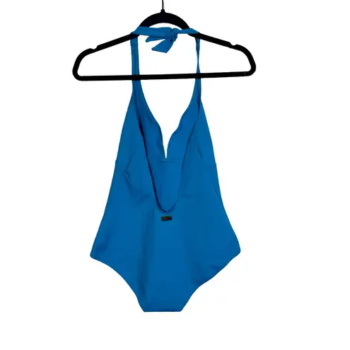 NWT Vilebrequin Solid Water Fames Deep V Halter Swimsuit in Seychelles Turquoise Blue Size XL