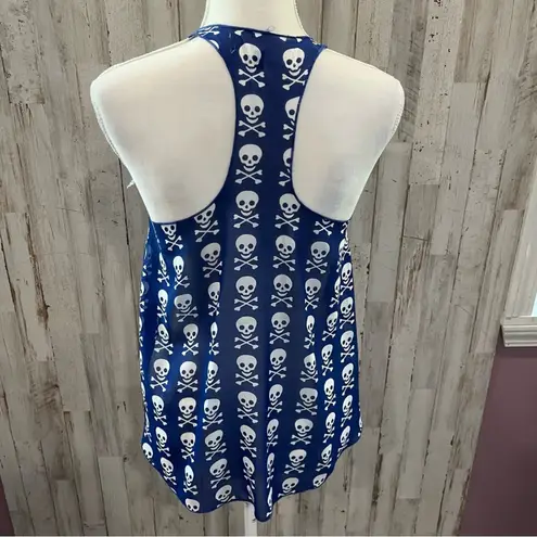 Vintage Havana Blue Sheer Tank Top Blue Skull & Crossbones Womens Small