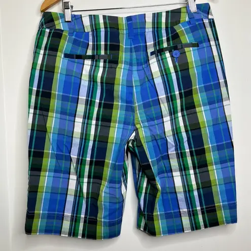 Jones New York  Sport Stretch Plaid Bermuda Length Shorts Women’s Size 14 Preppy