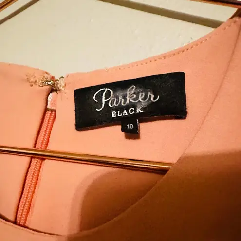 Parker Black Women's Pink Crepe Madeline Sleeveless Ruffle Gown Dress Size 10