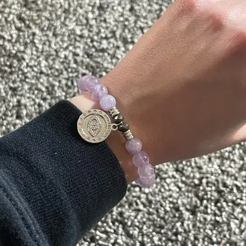 Lavender purple amethyst protection charm bracelet