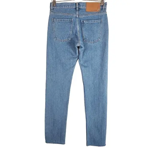 Paco Rabanne High Waist Straight Leg Cuffed Jeans Size 4 Blue