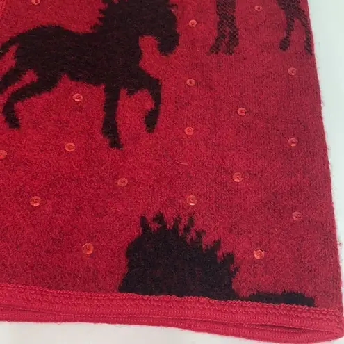 Tally Ho Wool Horse Zip Up Vest Size X Large Red