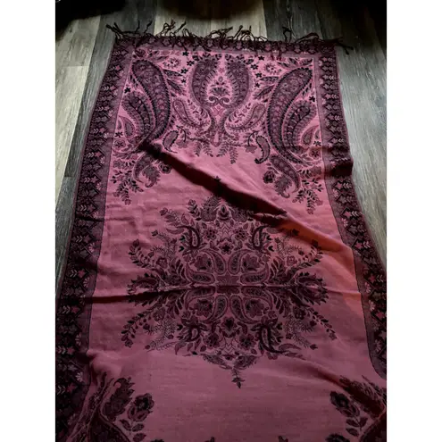 Boho Tasseled Paisley Pink Pashmina Scarf Gypsy Festival Fairy Long Layers Large