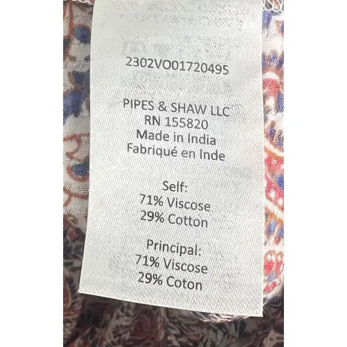 Veronica Beard Paisley Midi Abilene Boho Summer Dress Flowy Watermelon Blue S