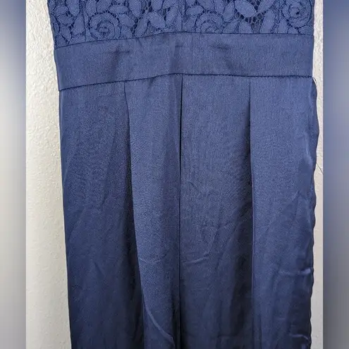 Showpo Navy Inspired Tribe Plunge Neckline Maxi Lace Open Leg Dress Size US 6 Blue