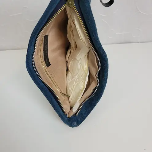 Shirl Miller Womens Clutch Bag 10" x 6" Blue Suede Zip Closure Made in USA NEW
