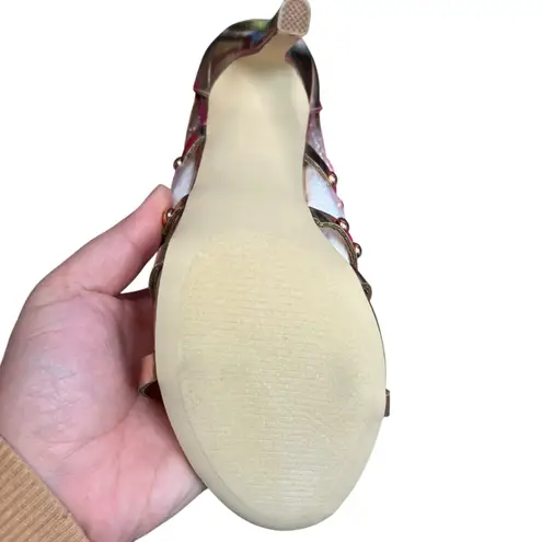 Shoedazzle Strappy Heels Size 5.5 Rose Gold Fairy Princess Party Wedding Guest