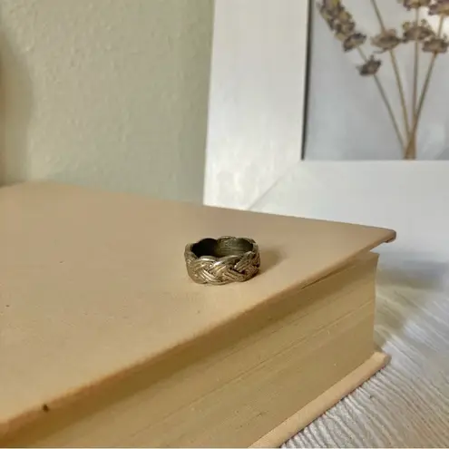 Silver Braided Chunky Pinkie Ring Vintage “Unity” 5 Minimal Celtic Masc Jewelry