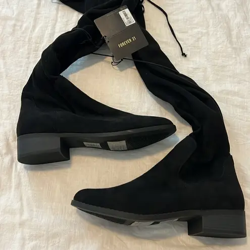 Forever 21 NWT  Faux Suede Over the Knee Boots Black Size 8