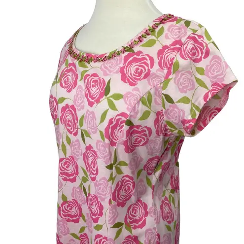 Hanna Andersson Maxi Dress Pink Allover Floral Print Embroidered Womens Large