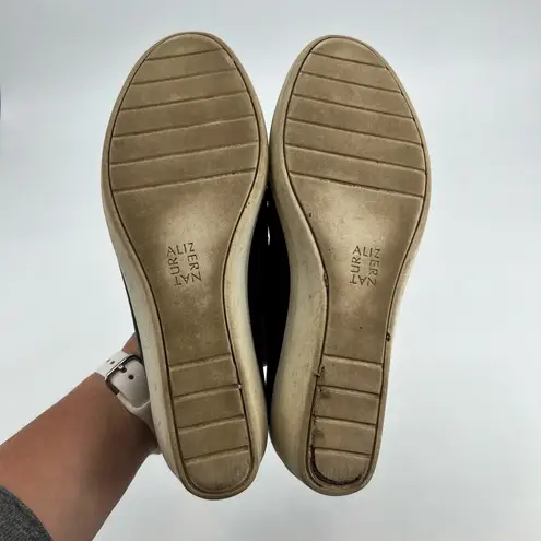 Naturalizer Women black Sandra Slip On faux leather Wedges comfort shoe size 9