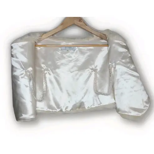 Tahari Arthur Levine Womens Faux Fur Capelet Shawl Cream Cape Size L