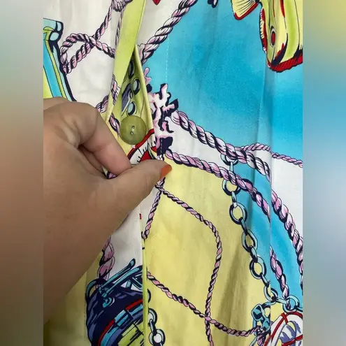 George Simonton Womens Jacket Large Nautical Bahamas Vacation Beach Travel Maps Blue