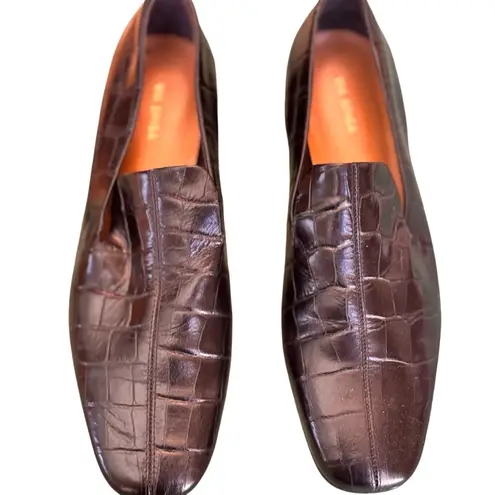 Via Spiga Black Croc Embossed Leather Loafers – Women US 6.5 / EU 36.5 / UK 3.5 Size 5.5