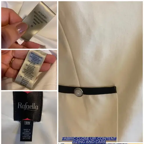 Rafaella PONTE KNIT WHITE BLAZER WITH NAVY BLUE TRIM BLAZER (18W)