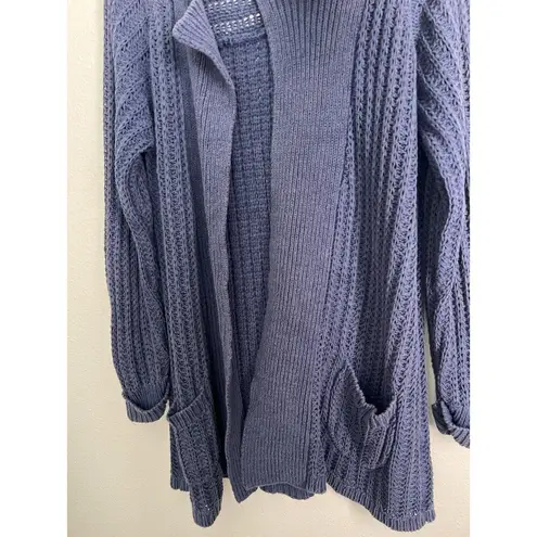 Boden Womens Long Sleeve Open Knit Duster Cardigan Sweater Heavy Blue Medium