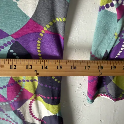Salaam Dress Small Teal Purple Green Abstract Print 3/4 Sleeve Casual Boho Artsy